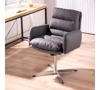 Sedia da ufficio per scrivania senza ruote sedia imbottita con gambe incrociate sedia da toilette girevole con schienale medio per ufficio domestico, poltrona morbida e comoda sedia comoda regolabile