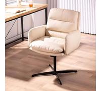 Sedia da ufficio per scrivania senza ruote sedia imbottita con gambe incrociate sedia da toilette girevole con schienale medio per ufficio domestico, poltrona morbida e comoda sedia comoda regolabile