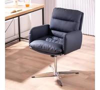 Sedia da ufficio per scrivania senza ruote sedia imbottita con gambe incrociate sedia da toilette girevole con schienale medio per ufficio domestico, poltrona morbida e comoda sedia comoda regolabile