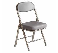 Sedia da ufficio pieghevole imbottita, struttura in acciaio, comoda sedia da scrivania in pelle PU per interni ed esterni, sedia portatile per eventi, sedia ergonomica per computer grigia