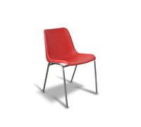Sedia Da Ufficio Poltrona Fissa per Sala Attesa sedia con monoscocca in plastica colorata con telaio in metallo cromato sedia impilabile sedia per conferenza (Nero) (rosso)