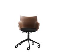 Sedia da Ufficio Q/Wood Nero/Legno Scuro con Rivestimento Nero