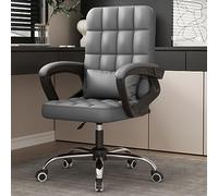 Sedia da ufficio regolabile, con schienale alto, in pelle, con braccioli, girevole, con ruote, per uso domestico e riunioni (grigio)