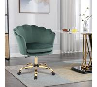 Sedia da Ufficio Regolabile in Altezza con Ruote Sedile in Velluto Verde e Dettagli Oro Perfetta per Studio o Camera da Letto
