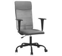 Sedia da ufficio regolabile in altezza grigio rete e ecopelle con supporto per la schiena, sedia girevole con ruote, ergonomica per ufficio e casa, compatta salvaspazio, comoda per lavorare