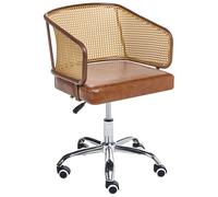 Sedia da ufficio retrò in ecopelle PE Rattan Viennese a treccia Schienale girevo
