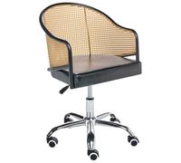 Sedia da ufficio retrò in similpelle rattan PE intreccio viennese schienale gire