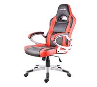 Poltrona ufficio sedile Racing eco pelle con braccioli nera/rossa