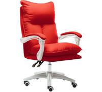 Sedia da Ufficio, Sedia da scrivania per Computer con Schienale Alto in Pelle PU, Sedia Girevole Regolabile per la casa con poggiatesta in Cotone per Le Donne Che ricercano la Felicità (Rosso) (Rosso