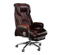 Sedia da Ufficio, sedia da scrivania per ufficio in vera pelle Sedia operativa girevole ergonomica Sedia per computer sedentaria con schienale regolabile e poggiapiedi retrattile (Color : D)