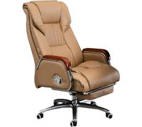 Sedia da Ufficio, sedia da scrivania per ufficio in vera pelle Sedia operativa girevole ergonomica Sedia per computer sedentaria con schienale regolabile e poggiapiedi retrattile (Color : B)