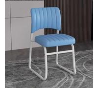 Sedia da ufficio senza braccioli, con ruote, sedia operativa per computer con schienale medio, seduta ampia ergonomica, per uso domestico e ufficio, design moderno, blu
