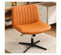 Sedia da ufficio senza braccioli, in pelle spessa imbottita, design girevole a dondolo, regolabile, senza ruote, ideale per piccoli spazi in casa o in ufficio