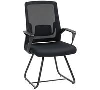 Sedia Da Ufficio Senza Ruote Ergonomica Con Braccioli Per Sala D'attesa, Nero