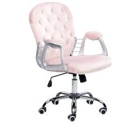 Beliani Sedia da ufficio in velluto rosa con cristalli con altezza regolabile e schienale trapuntato