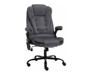 SEDIA DA UFFICIO VIDAXL 20572 Ergonomica Massaggiante in Velluto Grigio Scuro con Braccioli