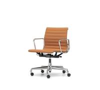 Sedia da Ufficio Vitra EA 118 con Meccanismo Girevole/bracciolo/inclinazione in Pelle Color Cognac/struttura Cromo