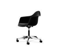 Sedia da Ufficio Vitra Eames PACC in Plastica con Sedile Imbottito e Girevole Nero/ Nero Profondo