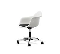 Sedia da Ufficio Vitra Eames PACC in Plastica con Seduta Imbottita e Girevole Nero/ Bianco