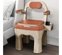 Sedia da WC con schienale morbido e imbottita, facile da montare, adatta per uso domestico, portatile, per anziani (arancione)