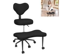 Sedia da yoga per meditazione con supporto posteriore, sedia da ufficio a gambe incrociate con ruote, supporto lombare regolabile in altezza, sedia da scrivania in ginocchio, seduta attiva, yoga