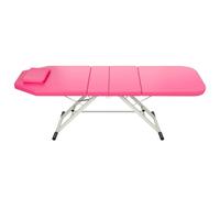 Sedia di bellezza e massaggio professionale, tavolo da massaggio pieghevole a 3 zone, schienale e coda regolabili, design minimalista moderno in elegante rosa