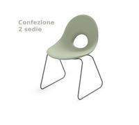 Sedia di design con Slitta SET 2 Pezzi ispirata alle linee ANNI 50 CANDY in Polietilene Struttura in metallo dimensioni 58,5x57x79 cm