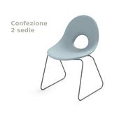 Sedia di design con Slitta SET 2 Pezzi ispirata alle linee ANNI 50 CANDY in Polietilene Struttura in metallo dimensioni 58,5x57x79 cm