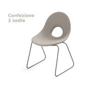 Sedia di design con Slitta SET 2 Pezzi ispirata alle linee ANNI 50 CANDY in Polietilene Struttura in metallo dimensioni 58,5x57x79 cm