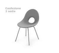 Sedia di design SET 2 Pezzi ispirata alle linee ANNI 50 CANDY in Polietilene Struttura in metallo dimensioni 56x5x58,5x83 cm