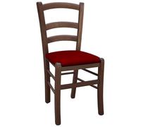 Sedia di legno venezia noce scuro con seduta ecopellerosso