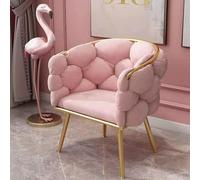 Sedia di lusso in velluto per camera da letto e soggiorno, poltrona imbottita con gambe in metallo dorato, moderna sedia da trucco per vanità e bar, elegante rosa per il tempo libero