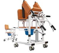 Sedia di trasferimento e sollevamento pazienti, altezza regolabile idraulicamente (38,58"-46,45"), seduta divisibile a 180°, sedia per assistenza domiciliare agli anziani, con ruote silenziose