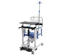 Sedia di trasferimento idraulica per pazienti per riposo a lungo termine, gambe e dolori ai piedi, recupero postoperatorio, 55 x 66 x 66 cm, bianco, blu, nero