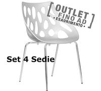 Sedia Direzionale in polipropilene (SET 4 PEZZI) con Telaio di Acciaio Dimensioni 57,5x52,5x h 80 cm - peso 8,5 kg colore Bianco