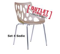 Sedia Direzionale in polipropilene (SET 4 PEZZI) con Telaio di Acciaio Dimensioni 57,5x52,5x h 80 cm - peso 8,5 kg colore Marrone chiaro marrone
