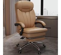 Sedia Direzionale Sedia da Scrivania Manageriale per La Casa Sedia Direzionale Reclinabile in Pelle Bovina Comoda Sedia da Ufficio Aziendale Sedia Ergonomica di Gesti, Beige Yellow, 62 * 118-124cm