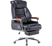 Sedia Direzionale Sedia da Ufficio per La Pausa Pranzo Comfort Domestica Grande E Alta, Sedie Manageriali in Vera Pelle Reclinabili A 155 °, Portanti 250 kg / 551,2 Libbre, Black, 114-120 * 50cm