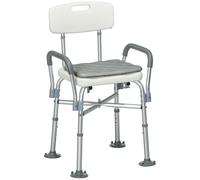 Sedia Doccia Ad Altezza Regolabile Con Braccioli E Cuscino Rimovibile 53.5x52x80-90 Cm, Bianca
