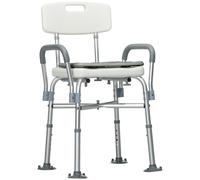 Sedia Doccia ad Altezza Regolabile con Braccioli e Cuscino Rimovibile 53,5x52x80-90 cm Bianca