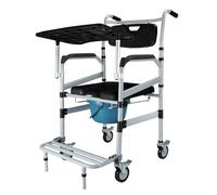 Sedia Doccia Anziani con Ruote Carrozzina WC Disabili,Sedia Bagno per Anziani Multifunzione Sedia a Rotelle Sedia da Toilette con Bracciolo Sedia da Doccia con Schienale e Braccioli