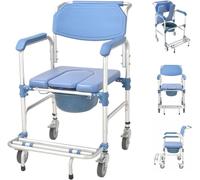 Sedia doccia con roll sedia a rotelle toilette sedile doccia sedia per vasi impermeabili con ruote rotolando cassa di cassetti Capacità di carico di sgabello da 150 kg