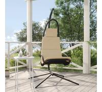 Sedia Dondolo Giardino con Cuscino Crema Tessuto Oxford Acciaio