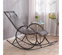 Sedia Dondolo Rattan Tempo Libero All'aperto,Sedile Reclinabile Con Schienale Alto Legno Massello, Design Due Ruote, Forte Capacità Carico,For Portico, Patio, Giardino, Cortile, Interni ( Color : J )