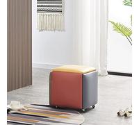 Sedia e sgabelli 5 in 1 impilabili a forma di cubo, in finta poliuretano, poggiapiedi quadrato con ruote, versatile poggiapiedi per soggiorno e sala da pranzo, soluzione salvaspazio