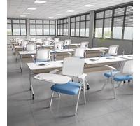 Sedia ergonomica for studenti con scrivania collegata, sedie da ufficio pieghevoli e impilabili for ospiti e sedie for reception, poltrona con tablet in rete for ufficio, sala d'attesa(Black)