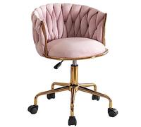 Sedia ergonomica girevole in velluto con schienale medio - Sedia da scrivania regolabile in altezza per casa, ufficio, soggiorno, camera da letto, vanity room, design elegante con schienale