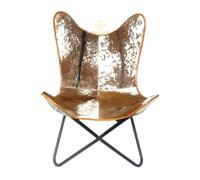 Sedia Farfalla Art Deco PARRYS LEATHER WORLD In Pelle di Bufalo Brown&White