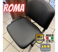 SEDIA FISSA MODELLO ROMA ECOPELLE NERA TELAIO NERO MEETING UFFICIO