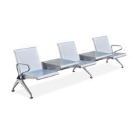Sedia for ospiti da ufficio,Posti a sedere for area attesa,Posti a sedere for fermata dell'autobus,Panca a tre posti,Per corridoi ospedalieri, Stazioni, Luoghi pubblici(Silver,290*65*78cm)